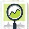 Magnifying glass over market chart